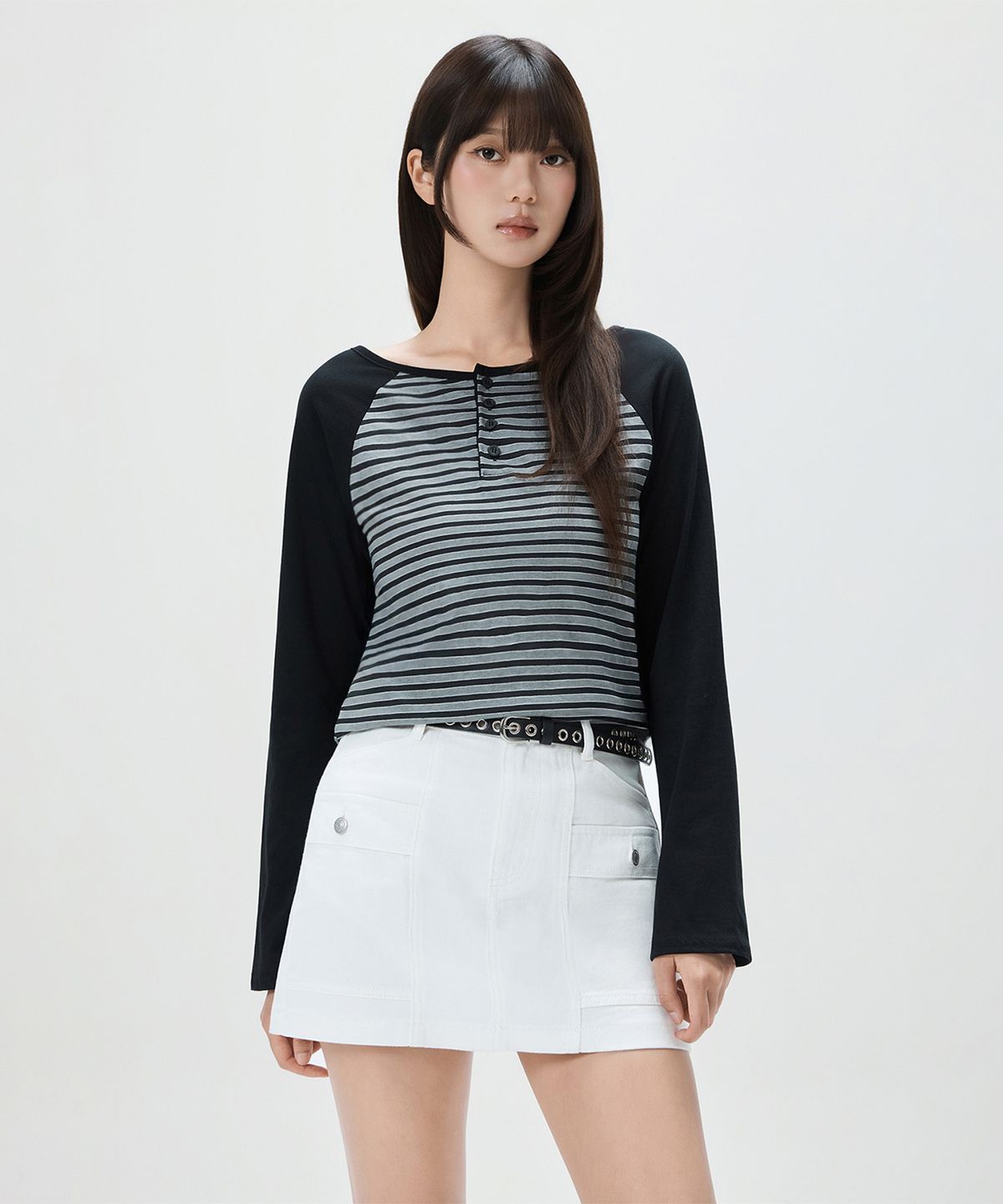 미쏘(MIXXO) 스트라이프 나그랑 티셔츠_MIWLWG709S