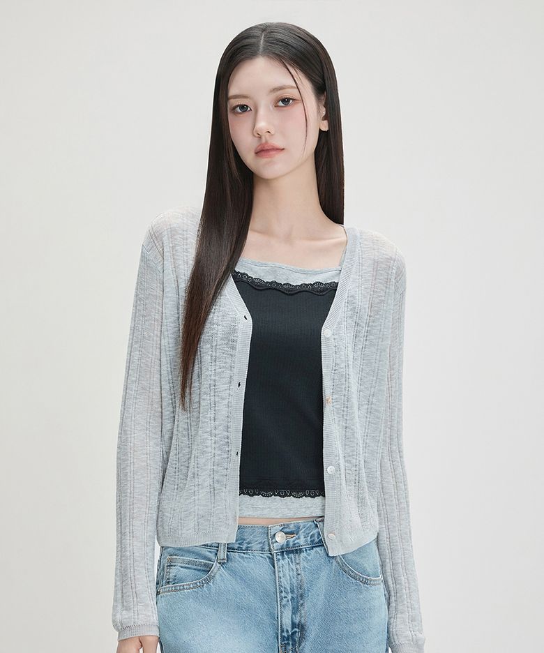 프리오픈미쏘루즈핏 브이넥 썸머 가디건_MIWCKG70AS