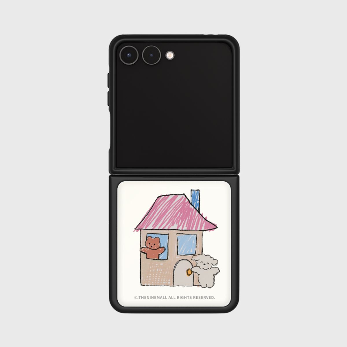 더나인몰(THE NINEMALL) gummy cozy house with ppokku Z플립 블랙 에폭시 범퍼케이스