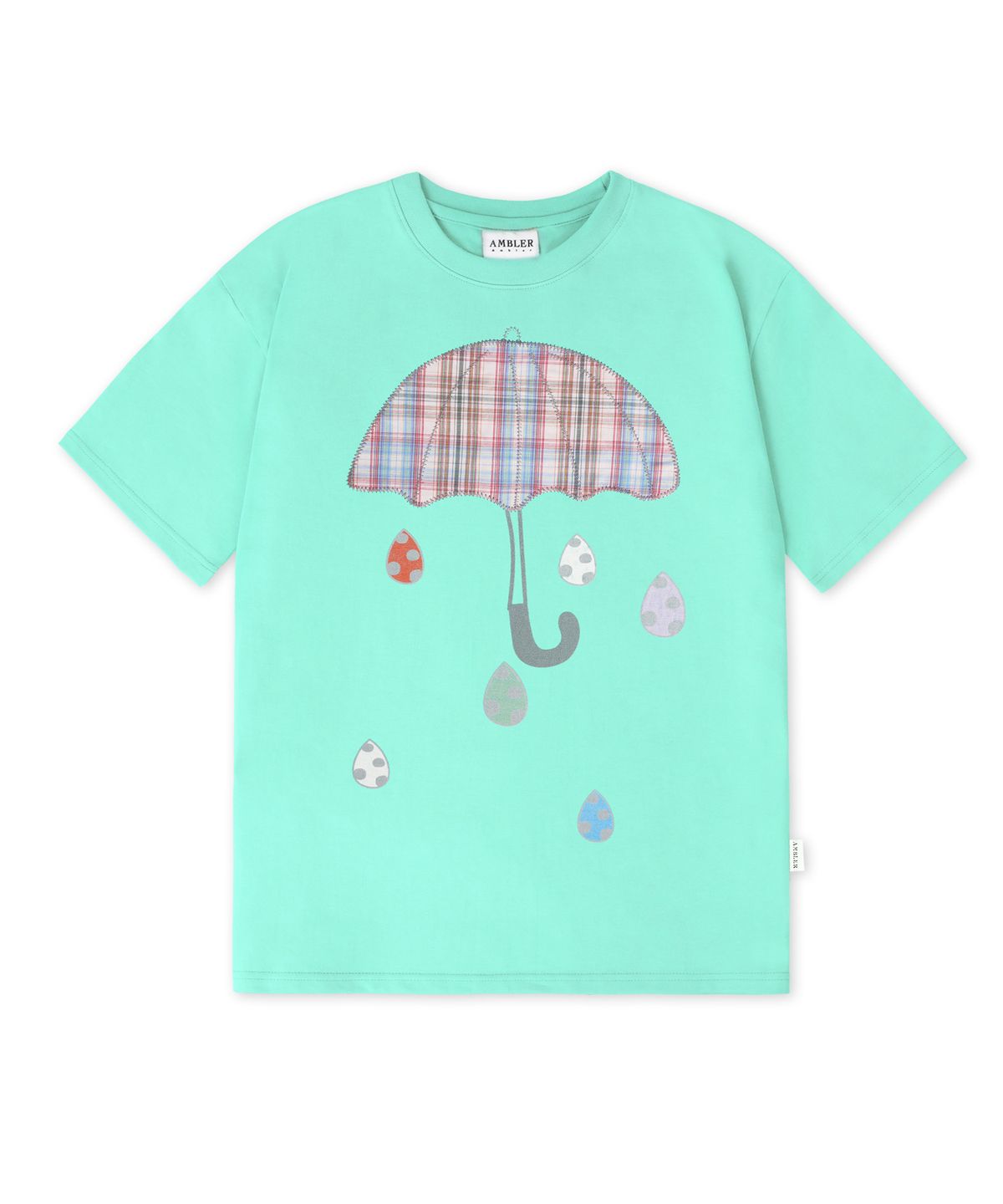 엠블러(AMBLER) Rainy Day 아플리케 자수 반팔 티셔츠 AS1325 (민트)
