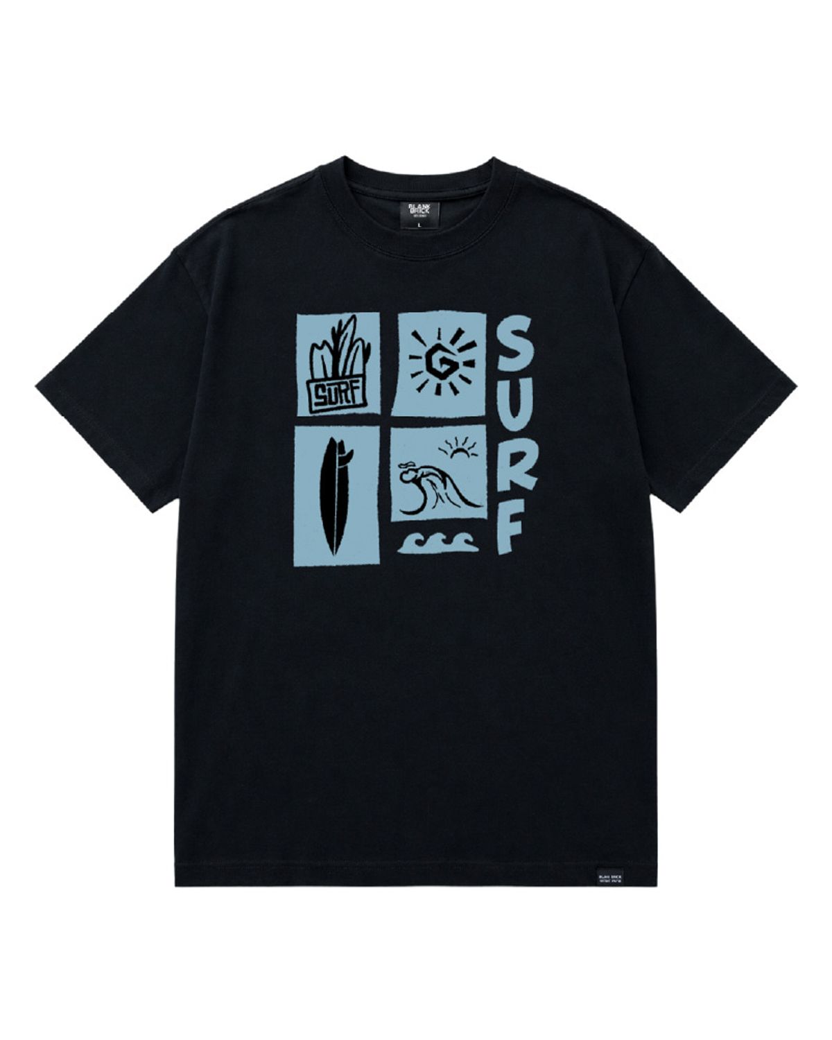 블랭크브릭(BLANKBRICK) 서프 반팔티셔츠(블랙)