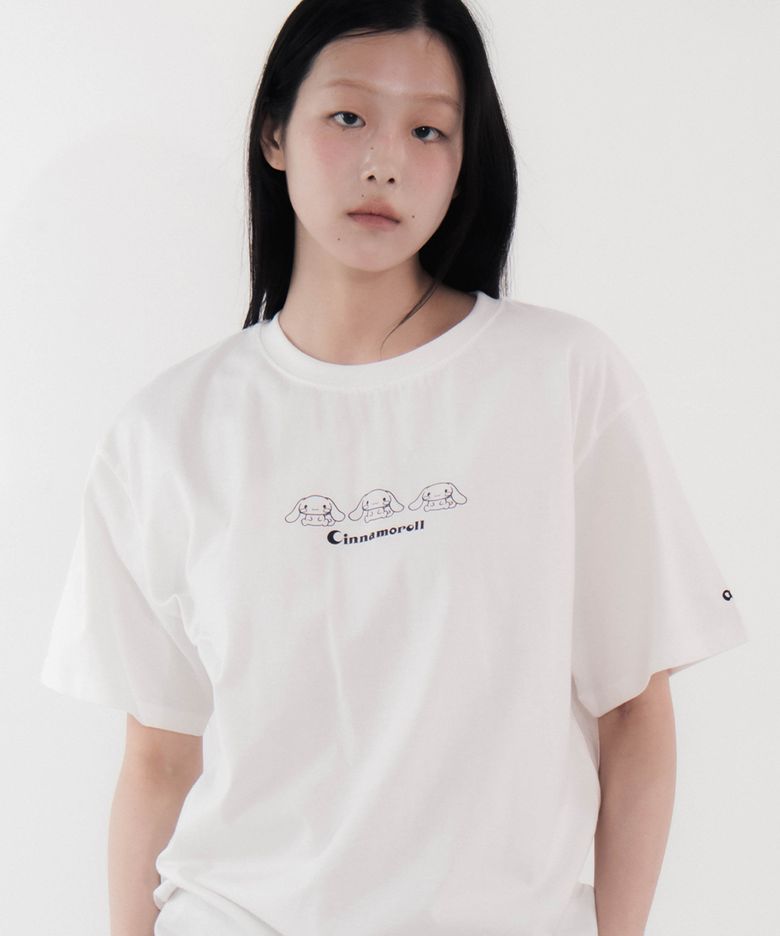 시나모롤 트리플 오버 반팔 티셔츠 화이트