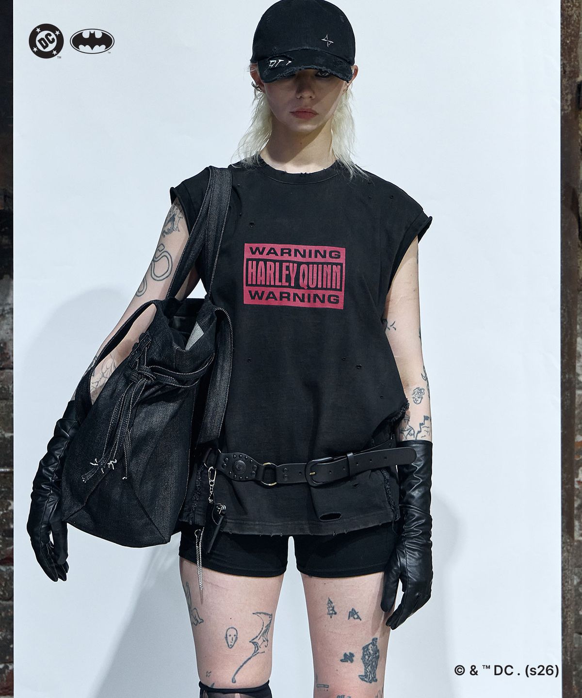 비엘알(BLR) (Batman Edition) Harley Quinn Box-logo Graphic Sleeveless Black