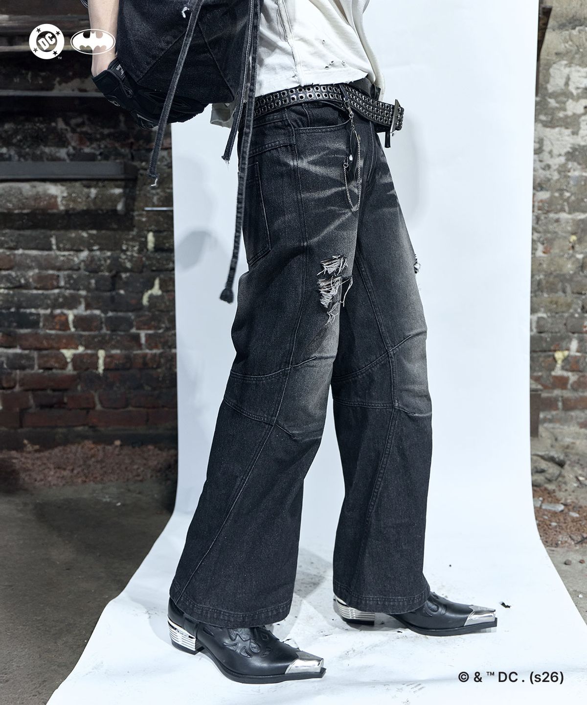 비엘알(BLR) (Batman Edition) Batwing Bootcut Denim Pants Black