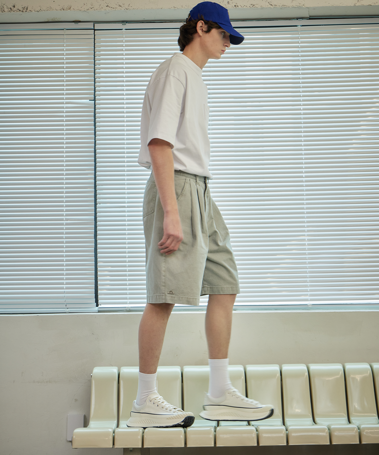카치온 빈티지 그레인 버뮤다 팬츠_워시드 라이트 그레이