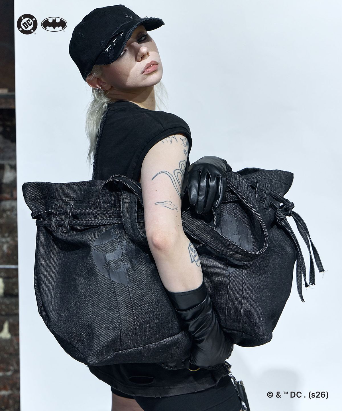 비엘알(BLR) (Batman Edition) Batman Large Denim Shopper Bag Black
