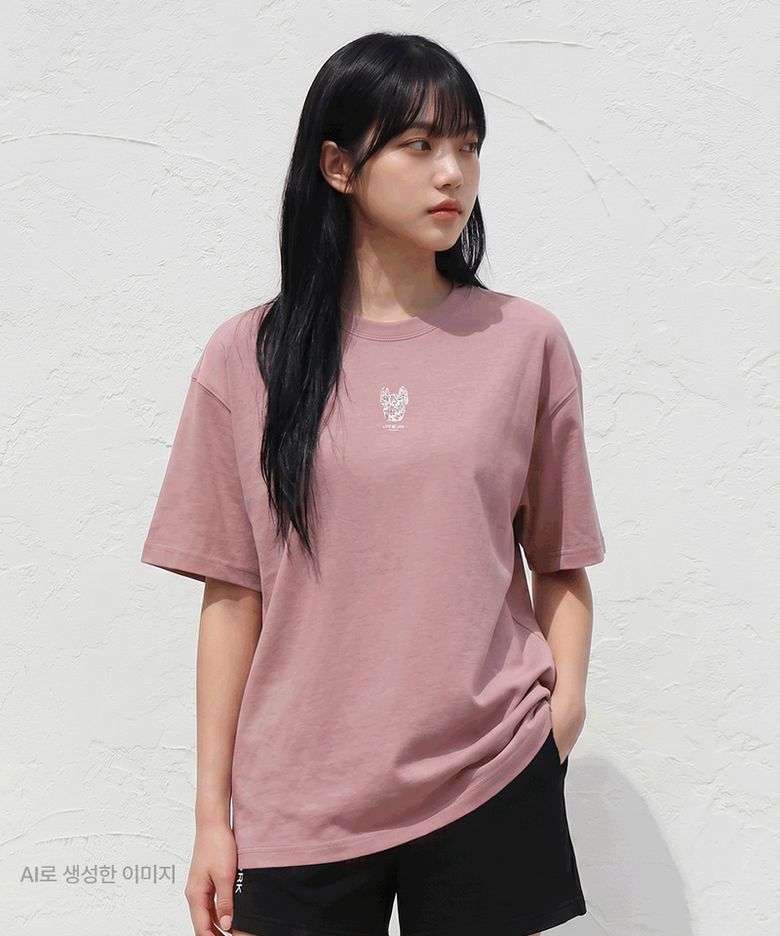 여성) 빈티지 플라워 라독 반팔 티셔츠