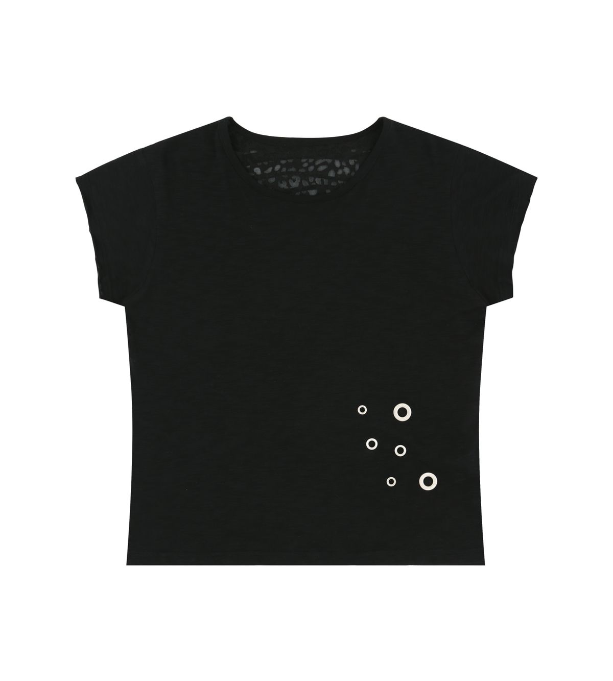 알디유(ALDIYOUU) Grunge Claw Leopard Eyelet Tee (Black)