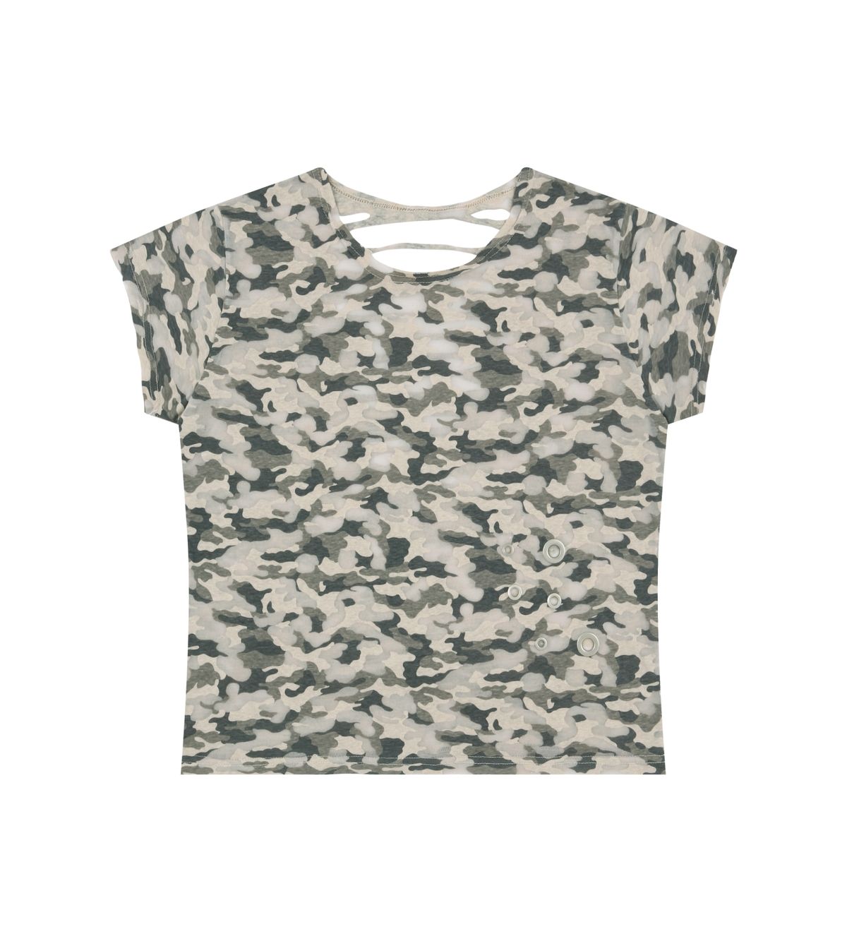 알디유(ALDIYOUU) Camo Slash Eyelet Tee