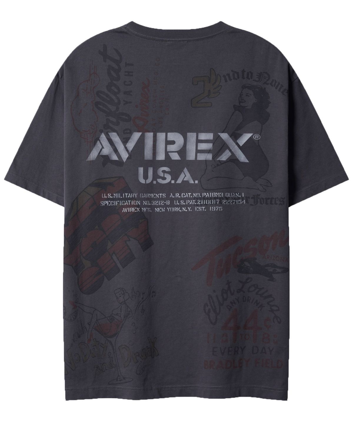아비렉스(AVIREX) 아카이브 프린트 티셔츠 / 7836134023 차콜