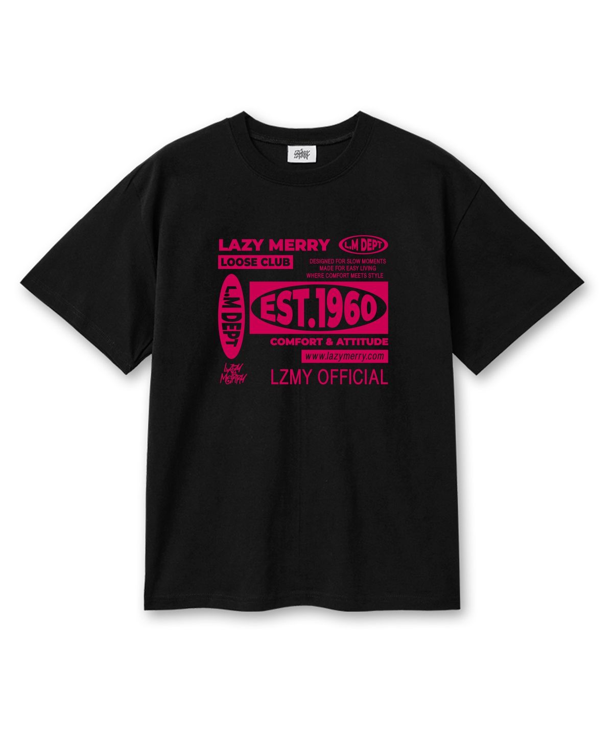 레이지메리(LAZYMERRY) LM데프트 20수 코튼 오버핏 반팔티셔츠 블랙