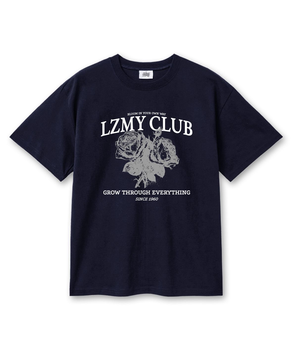 레이지메리(LAZYMERRY) LZ,MY플라워 20수 코튼 오버핏 반팔티셔츠 네이비