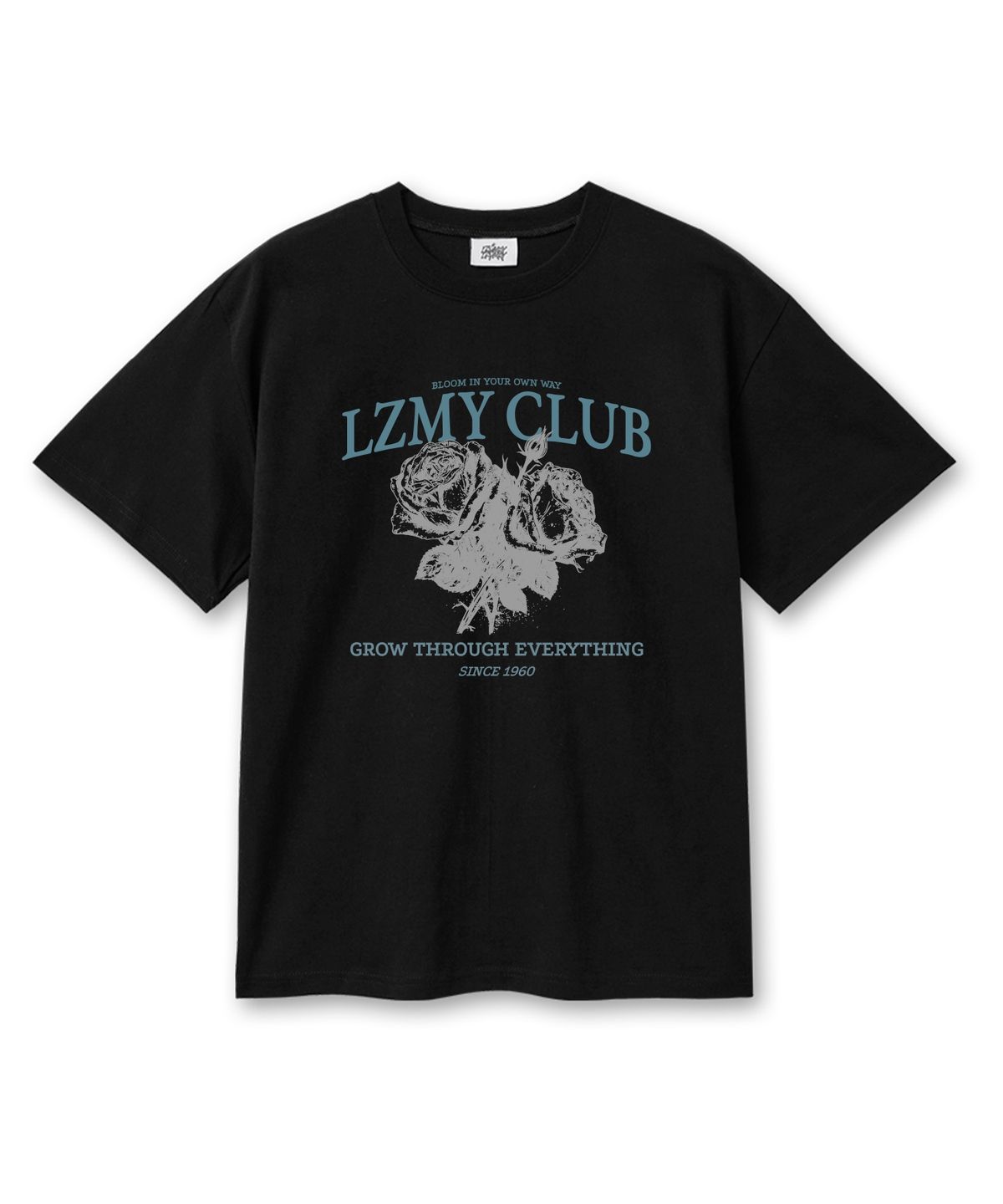 레이지메리(LAZYMERRY) LZ,MY플라워 20수 코튼 오버핏 반팔티셔츠 블랙
