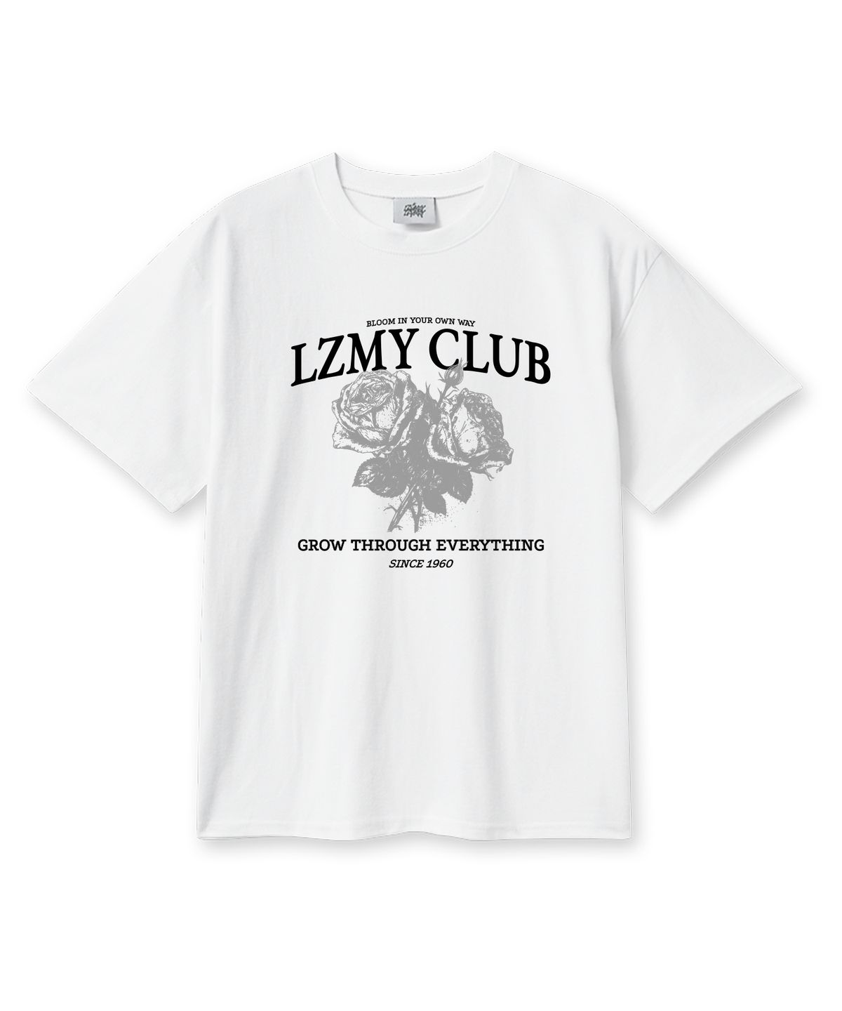 레이지메리(LAZYMERRY) LZ,MY플라워 20수 코튼 오버핏 반팔티셔츠 화이트