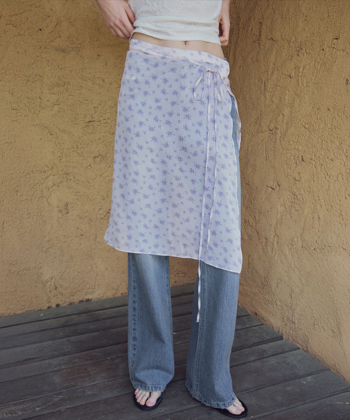 씨타(CITTA) Everywhere Layered Flower Wrab Skirts_CTA955(Pink)