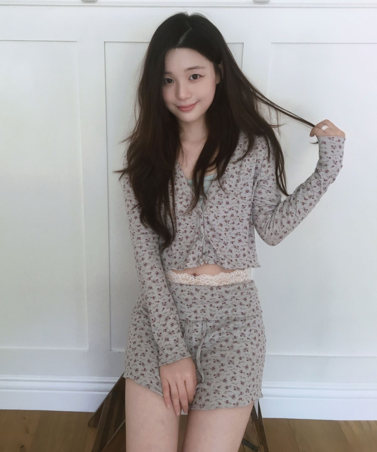 씨타(CITTA) Floral V-neck Cardigan_CTT3030(Purple)