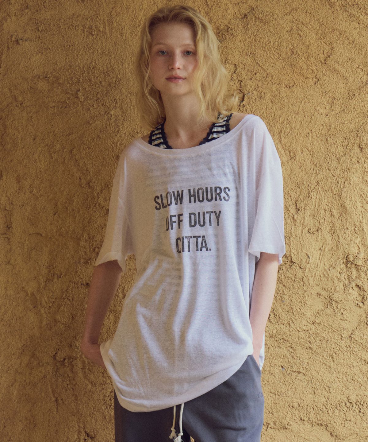 씨타(CITTA) Sheer Linen Overfit T-shirt_CTT3019(White)