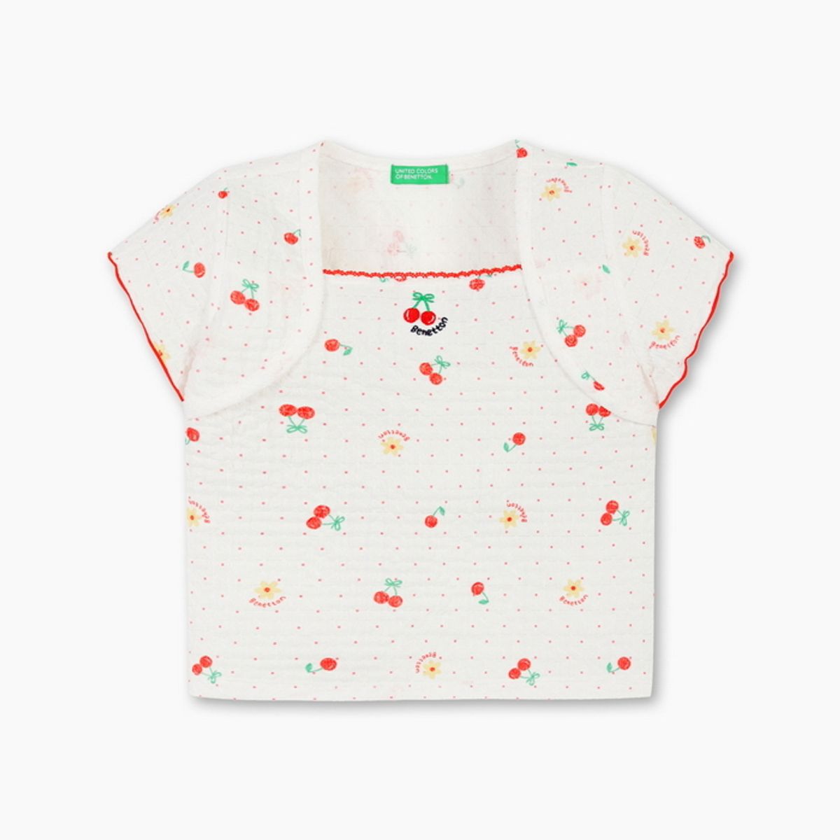베네통키즈(BENETTONKIDS) 체리톡톡 볼레로 티셔츠_QATS30631WH