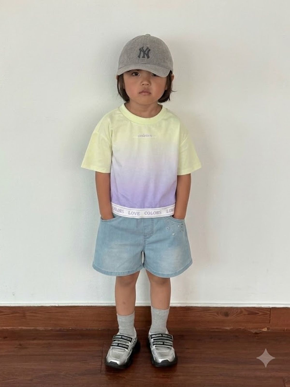 베네통키즈(BENETTONKIDS) 그라데이션 밴딩 티셔츠_QATS44631YE