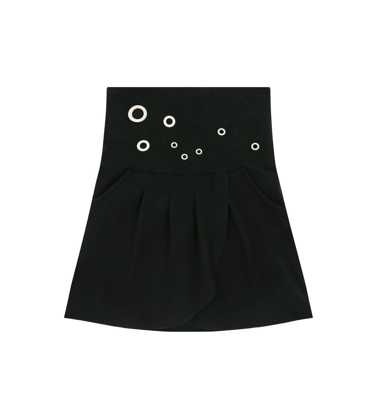 알디유(ALDIYOUU) Eyelet 2 - Way Wrap Skirt (Black)