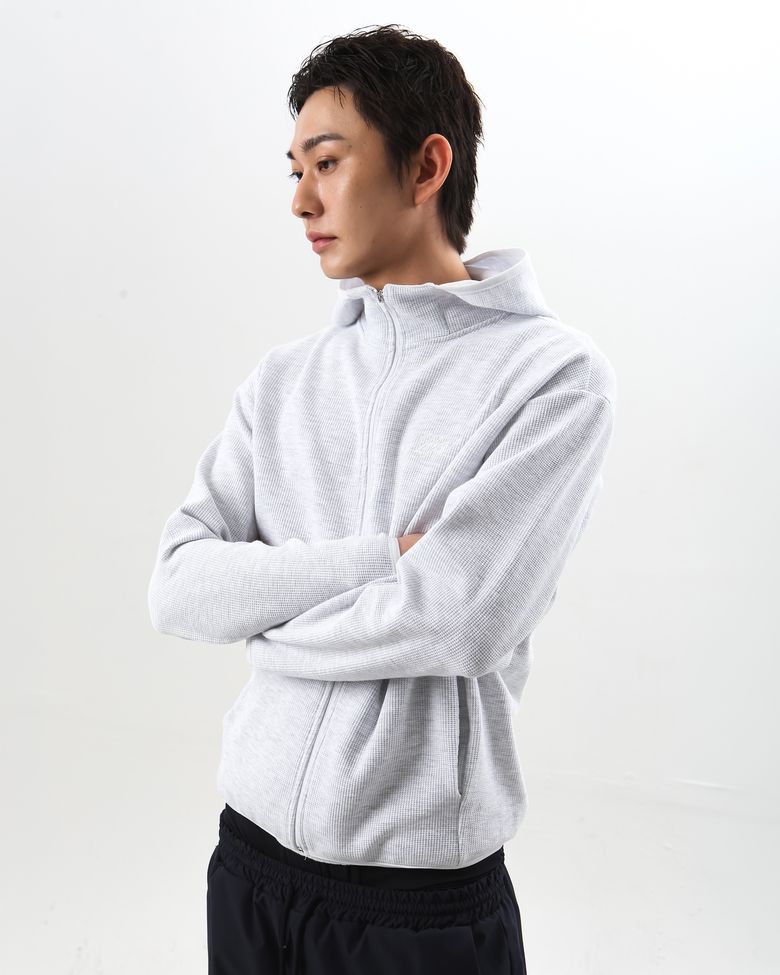 WAFFLE ZIP UP ASH HEATHER