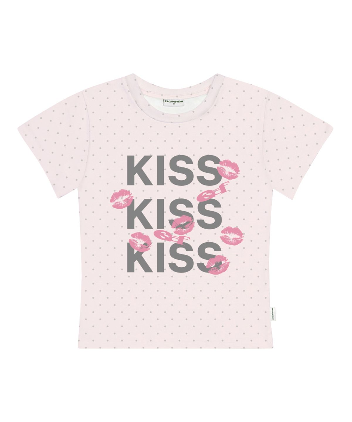 이스케이프프롬(ESCAPEFROM) KISS KISS KISS 프린트 도트 슬림핏 반팔티 라이트핑크