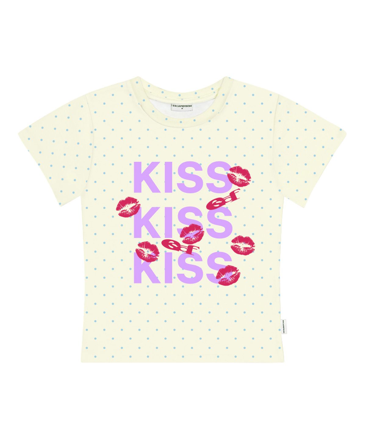 이스케이프프롬(ESCAPEFROM) KISS KISS KISS 프린트 도트 슬림핏 반팔티 레몬