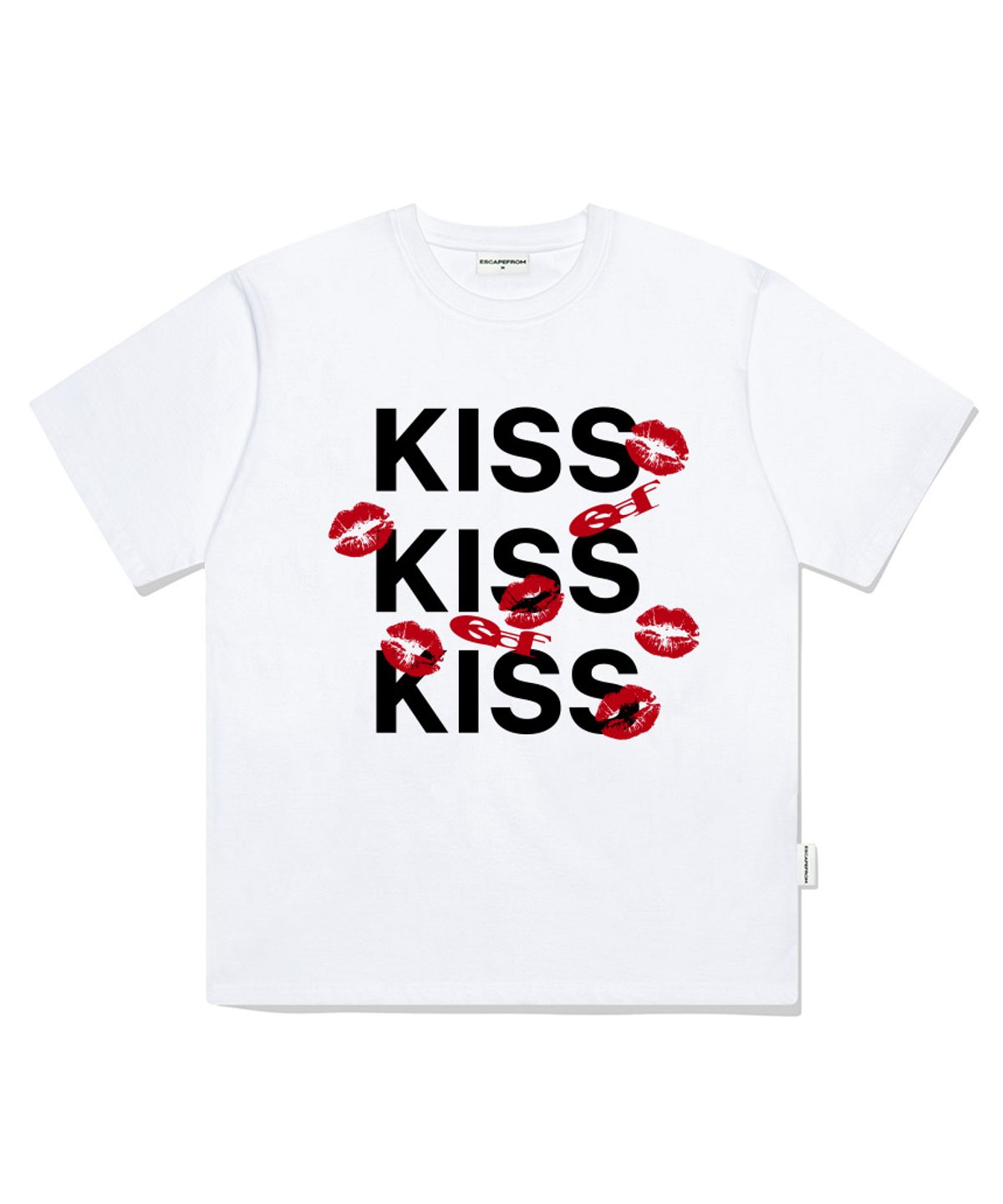 이스케이프프롬(ESCAPEFROM) KISS KISS KISS 프린트 오버핏 반팔티 화이트