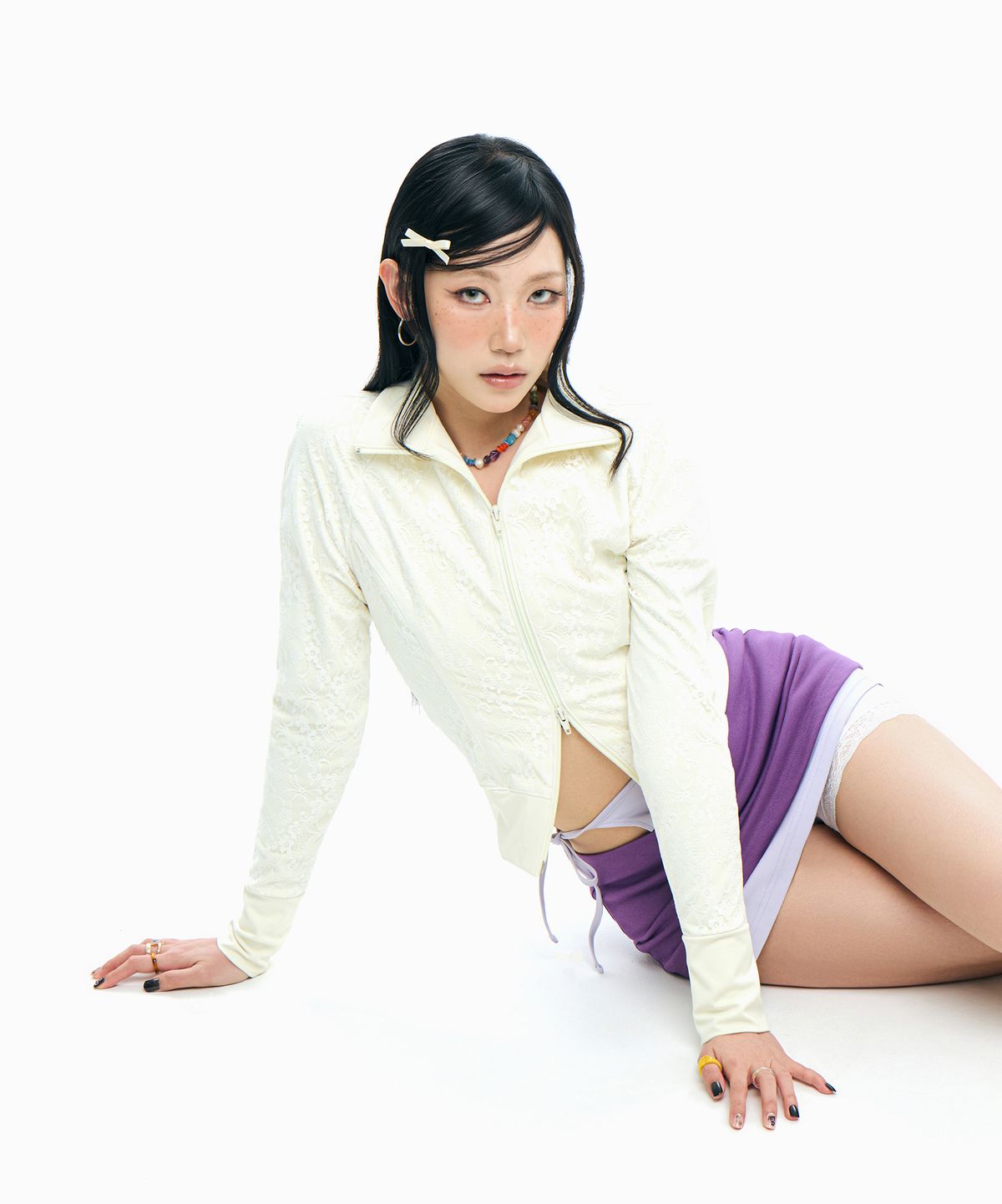 슬리시스(SLYISIS) Lace Covered Track Jacket (Cream)