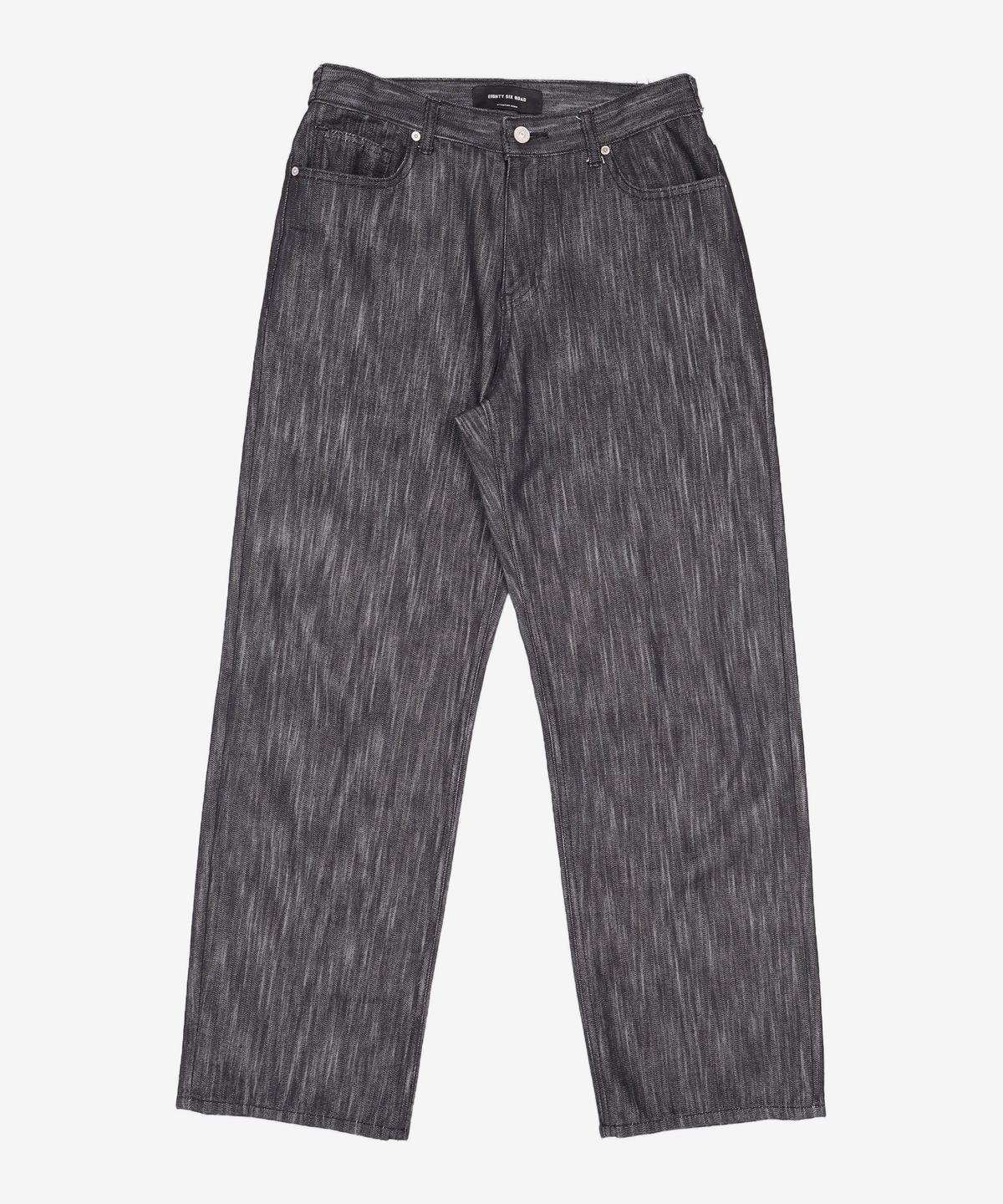 86로드(86ROAD) [UNISEX]FLEXIBLE WAIST RAW BLACK PANTS / SEMI WIDE 34