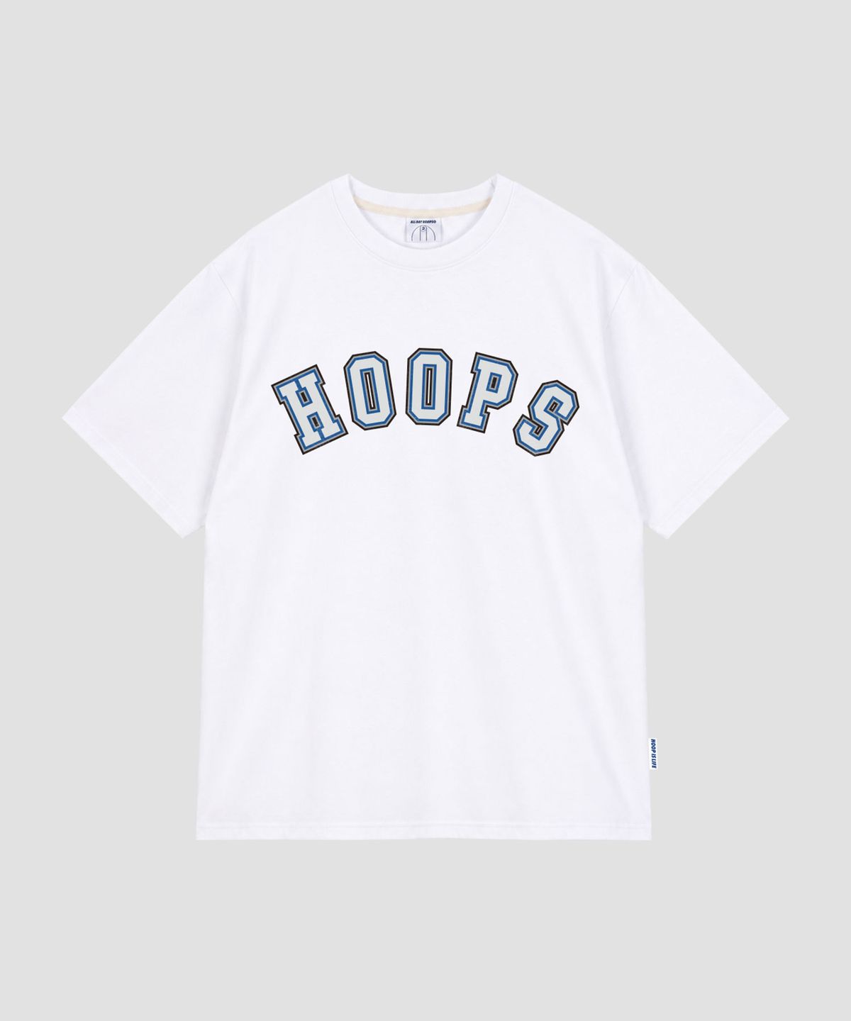 올데이훕스(ALL DAY HOOPS) 훕스 바시티로고 오버핏 반팔 티셔츠 화이트