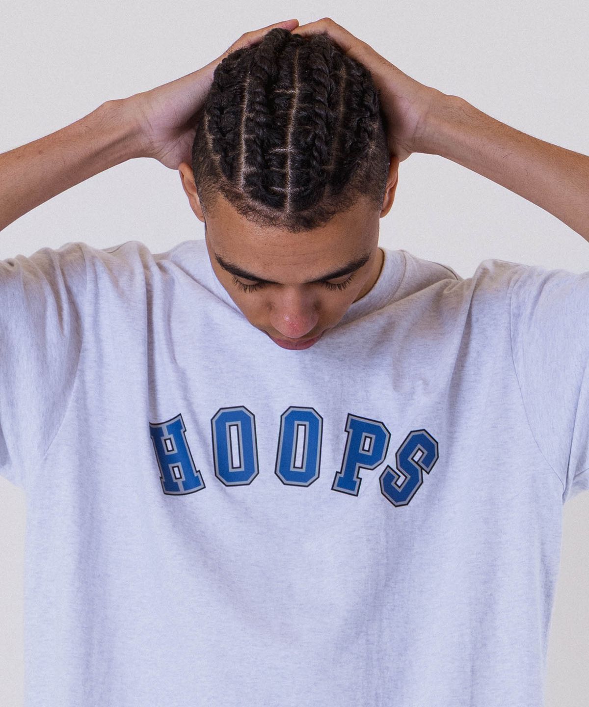 올데이훕스(ALL DAY HOOPS) 훕스 바시티로고 오버핏 반팔 티셔츠 멜란지화이트