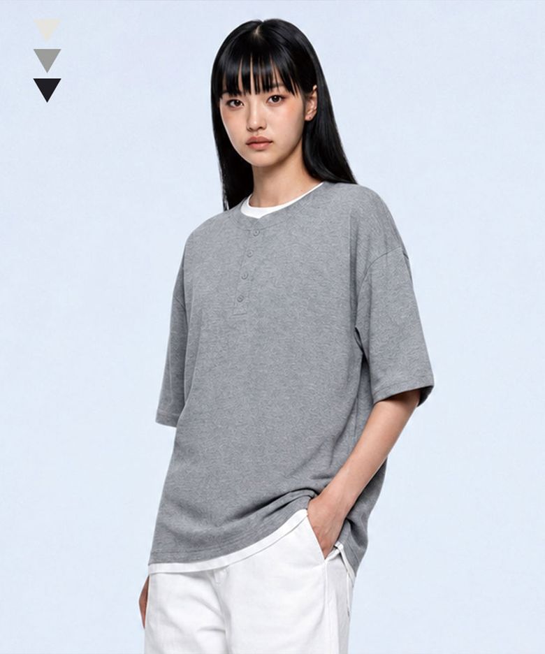 시르 와플 헨리넥 반팔 티셔츠 3 Color [GRSR_1001]