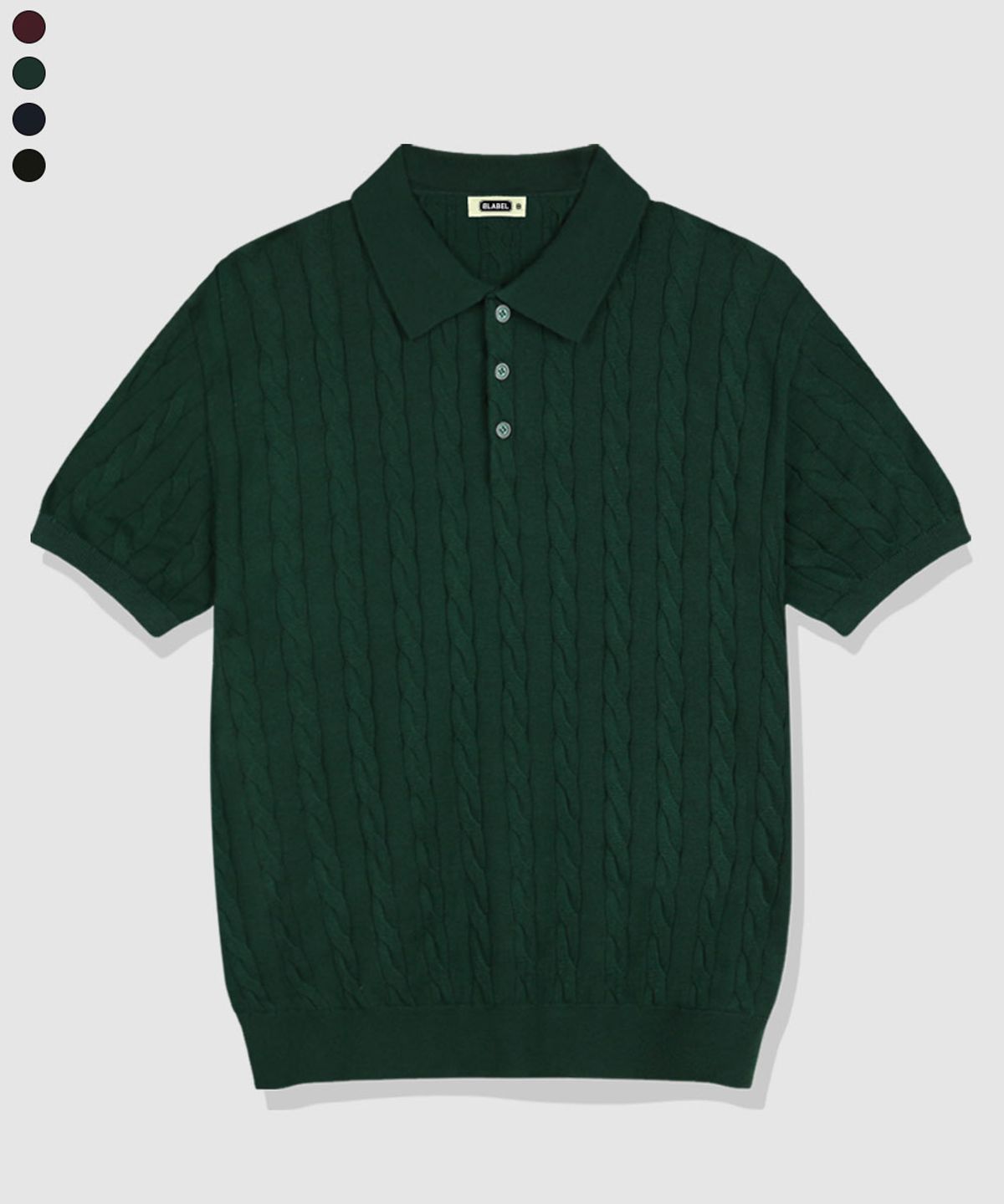 베이직라벨(BASIC LABEL) Oinel Cable Button Collar Short-Sleeve Knit 4 Color [BLSK_1001]