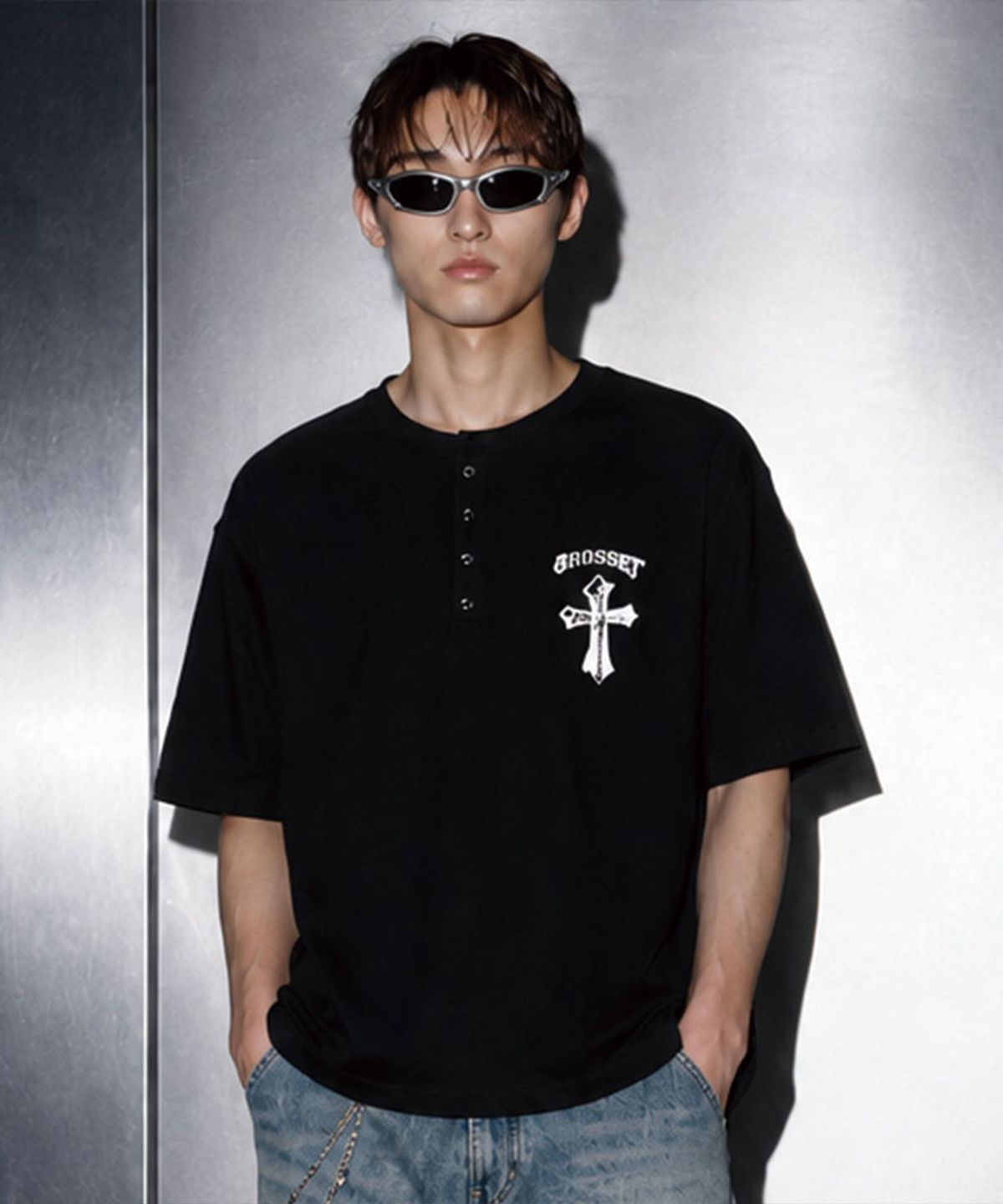 크로스닷(CROSSDOT) 세인트 와플 헨리넥 반팔 티셔츠 3 Color [CRSR_0002]