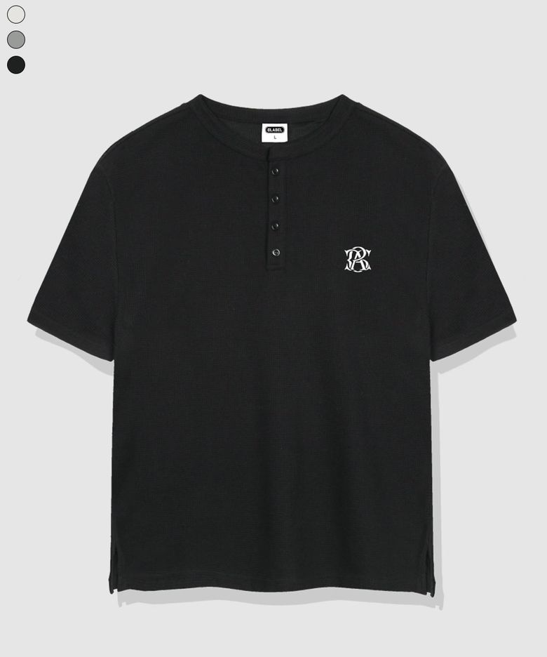 Mont Waffle Henley Neck Short-Sleeve T-shirt 3 Color [BLSR_0002]