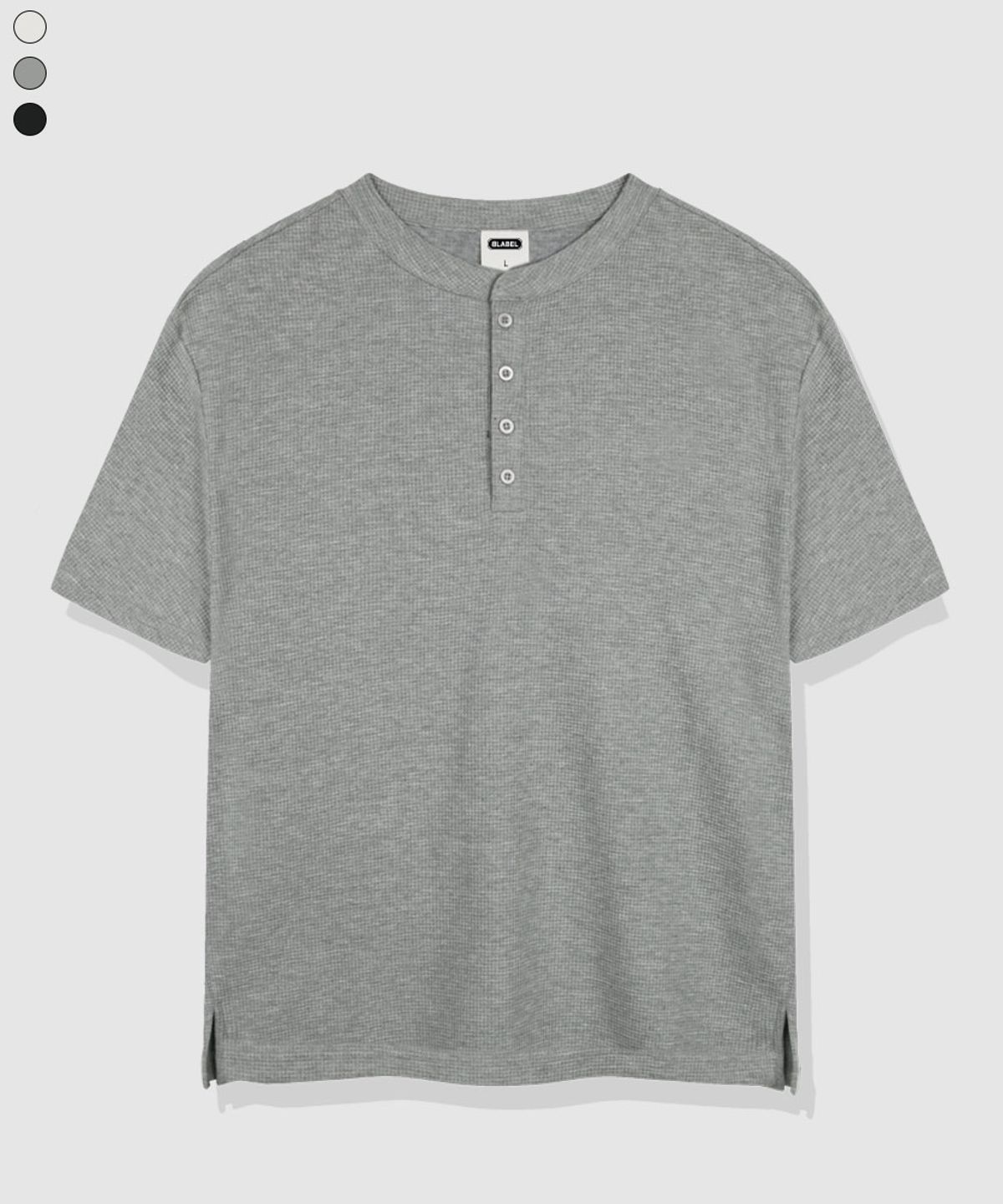 베이직라벨(BASIC LABEL) Raon Waffle Henley Neck Short-Sleeve T-shirt 3 Color [BLSR_0001]