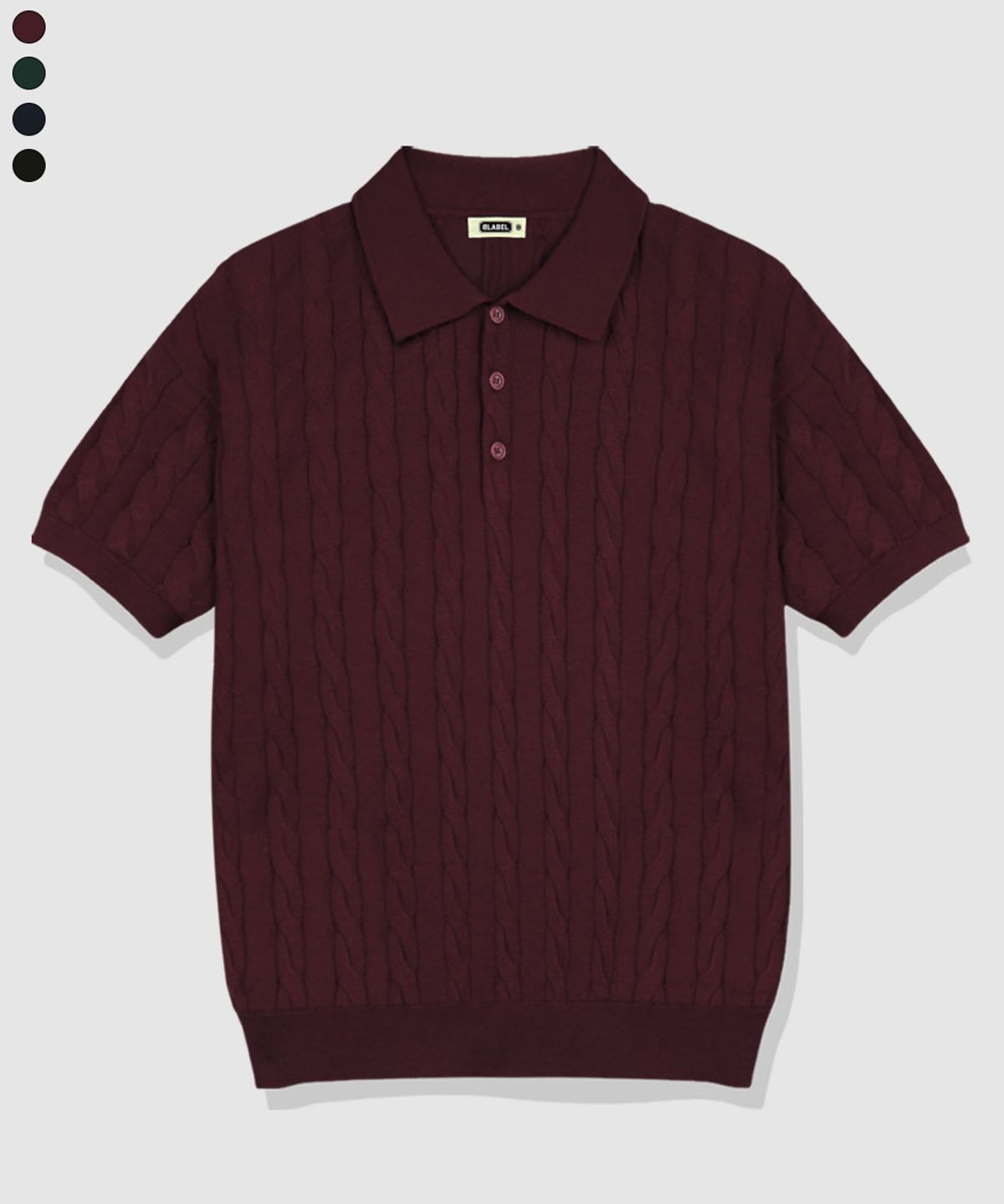 베이직라벨(BASIC LABEL) Miro Cable Button Collar Short-Sleeve Knit 4 Color [BLSK_0001]