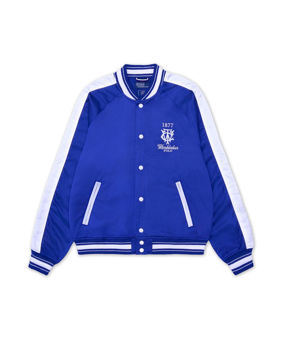 폴로 랄프 로렌(POLO RALPH LAUREN) 윔블던 새틴 베이스볼 재킷-블루