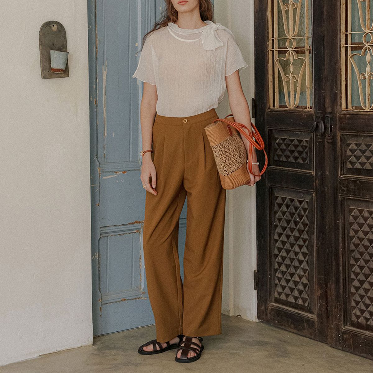 프라우드 마리(PROUD MARY) PM_Chic pintuck long pants_KHAKI BROWN