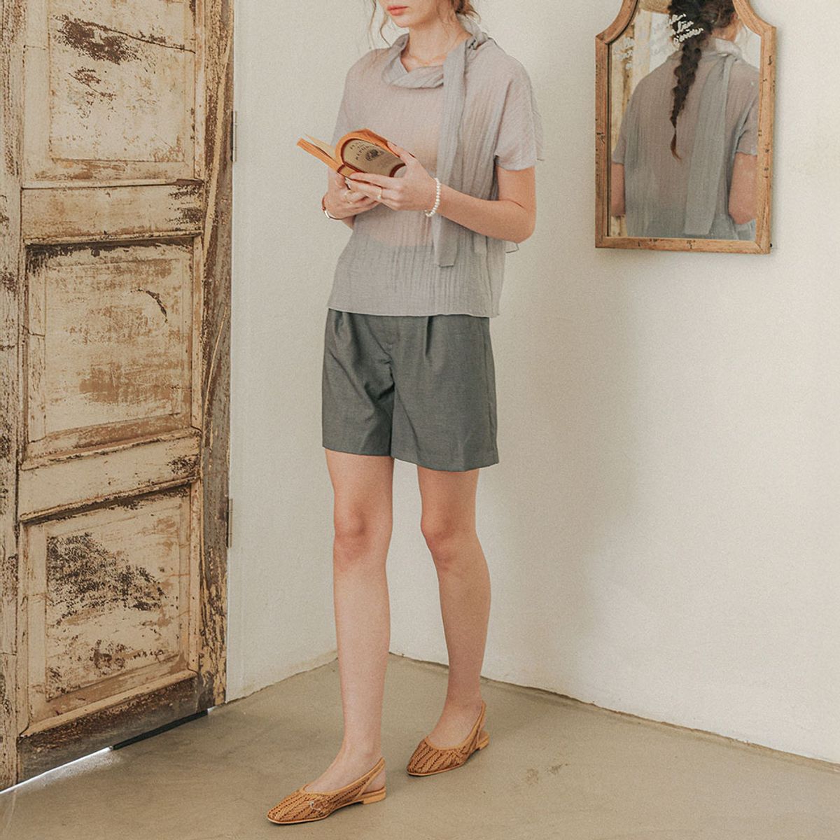 프라우드 마리(PROUD MARY) PM_Classic pintuck half pants_GRAY