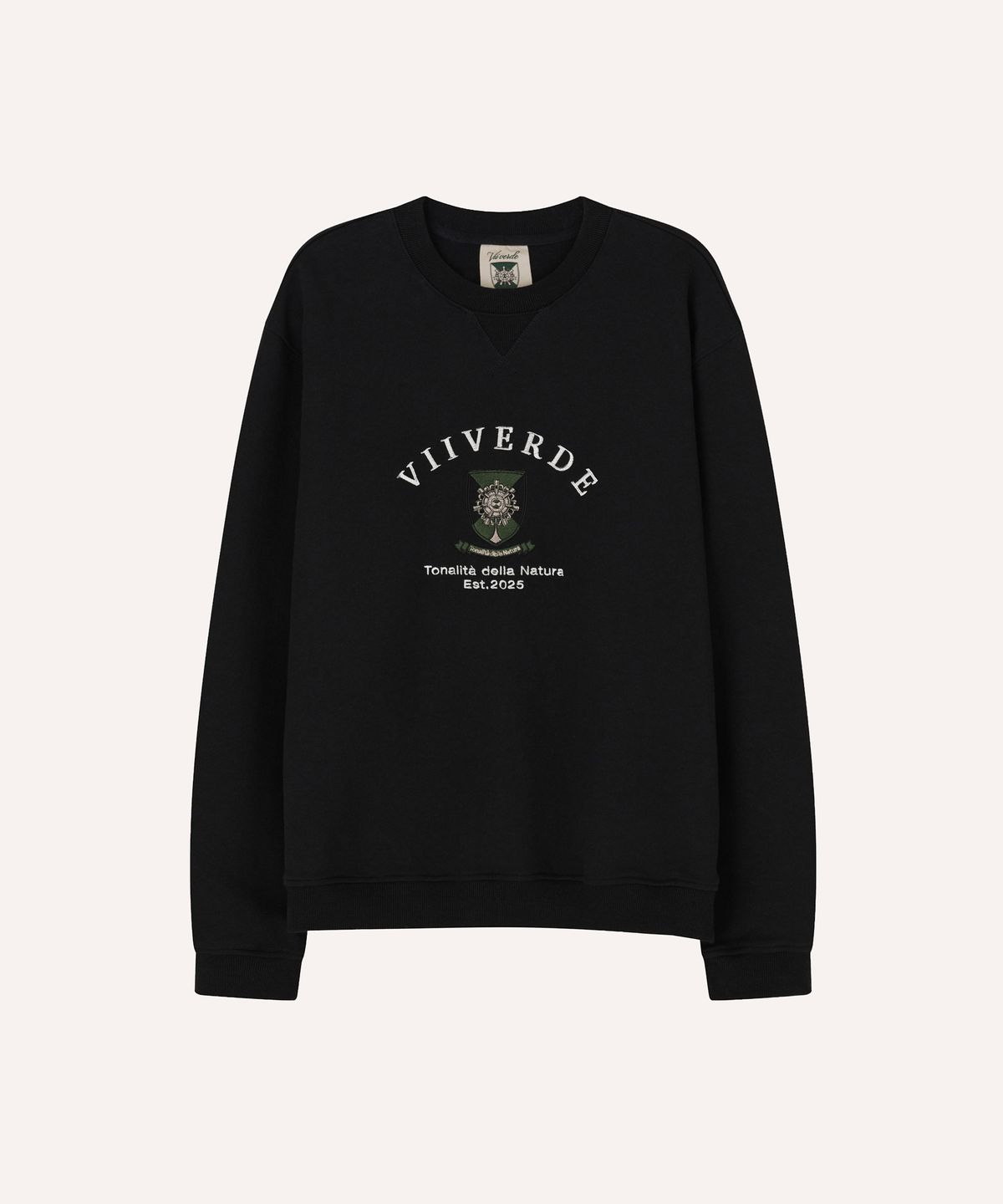 비베르데(VIIVERDE) 방패자수 스웻셔츠 블랙