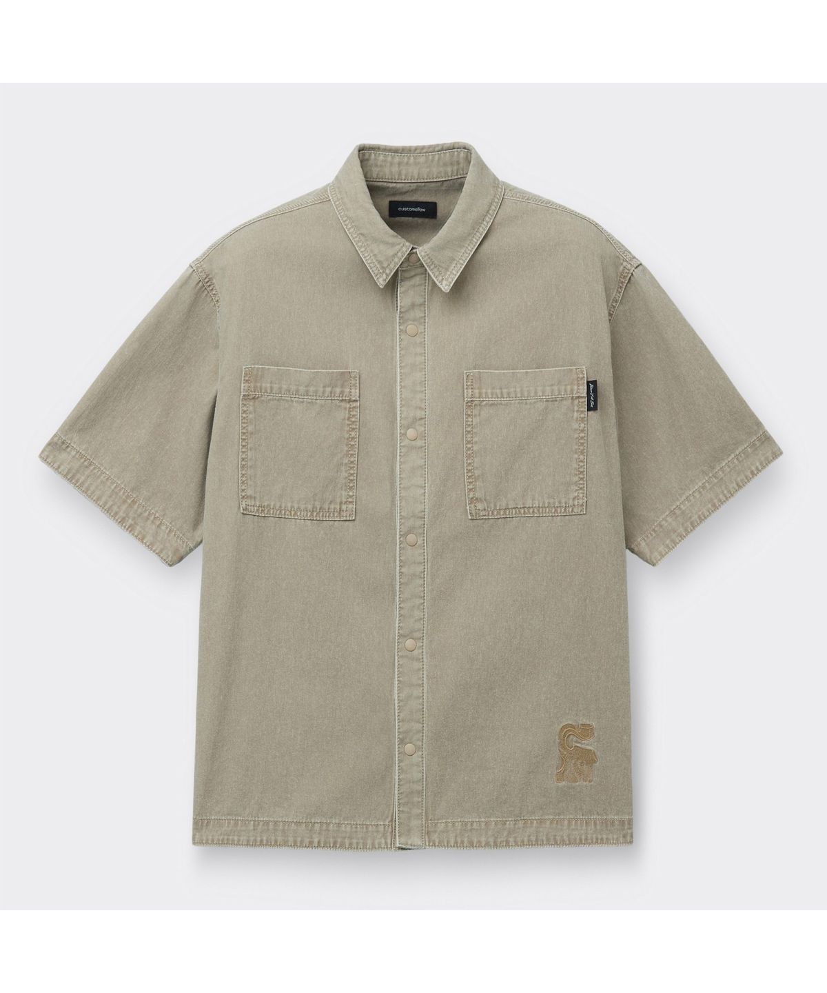 커스텀멜로우(CUSTOMELLOW) [Vincent] Beige Cotton Dyed Half Shirt CWSAM26491BEX