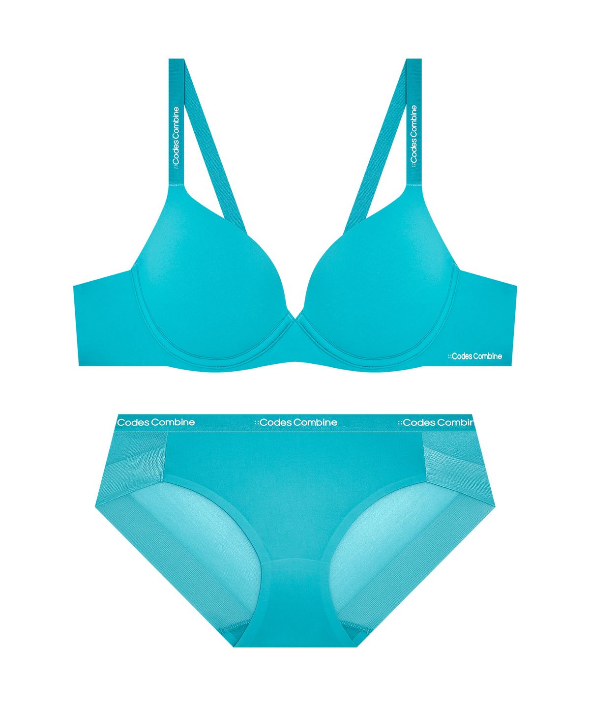 코데즈컴바인 이너웨어(CODES COMBINE INNERWEAR) 쉘론 쿨웨이브 프리무빙 브라 햄팬티 세트_오션블루