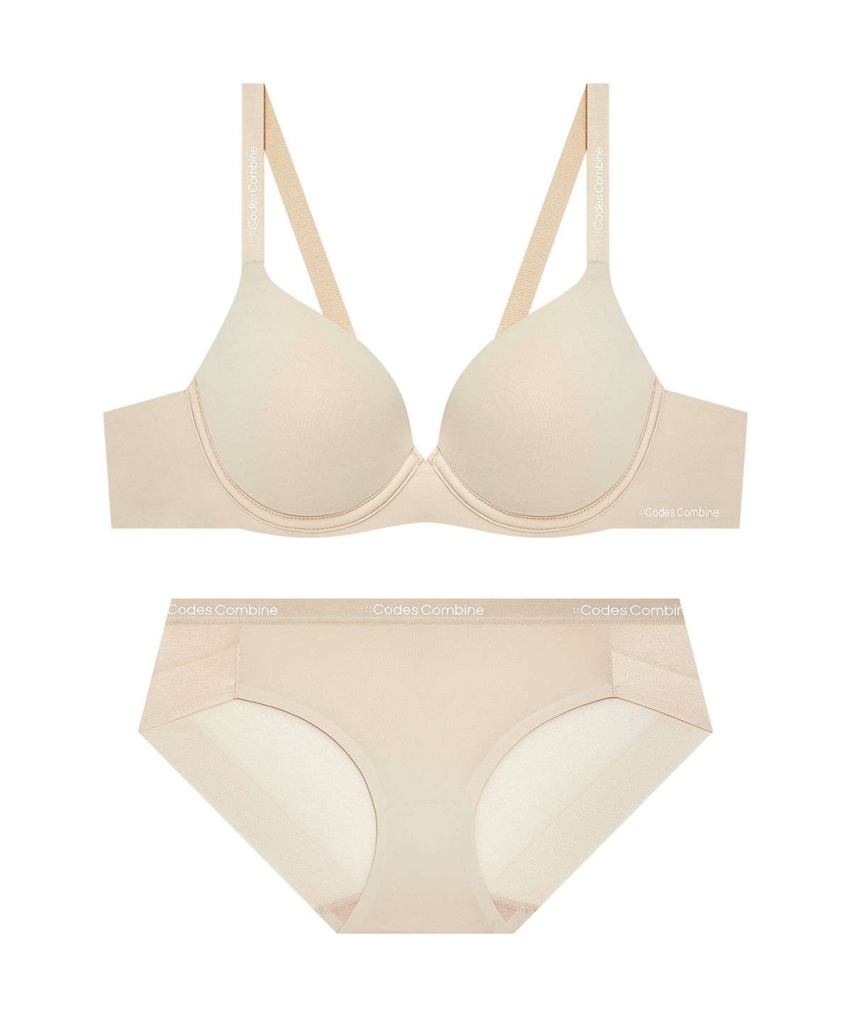코데즈컴바인 이너웨어(CODES COMBINE INNERWEAR) 쉘론 쿨웨이브 프리무빙 브라 햄팬티 세트_스킨