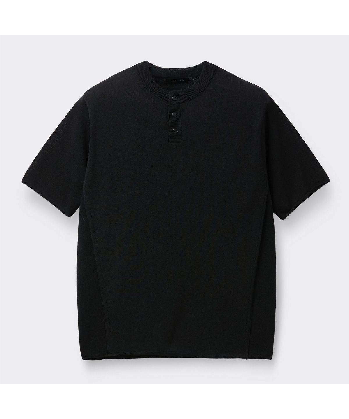 커스텀멜로우(CUSTOMELLOW) Black Henry Neck Half Sweater CWWAM26421BKX
