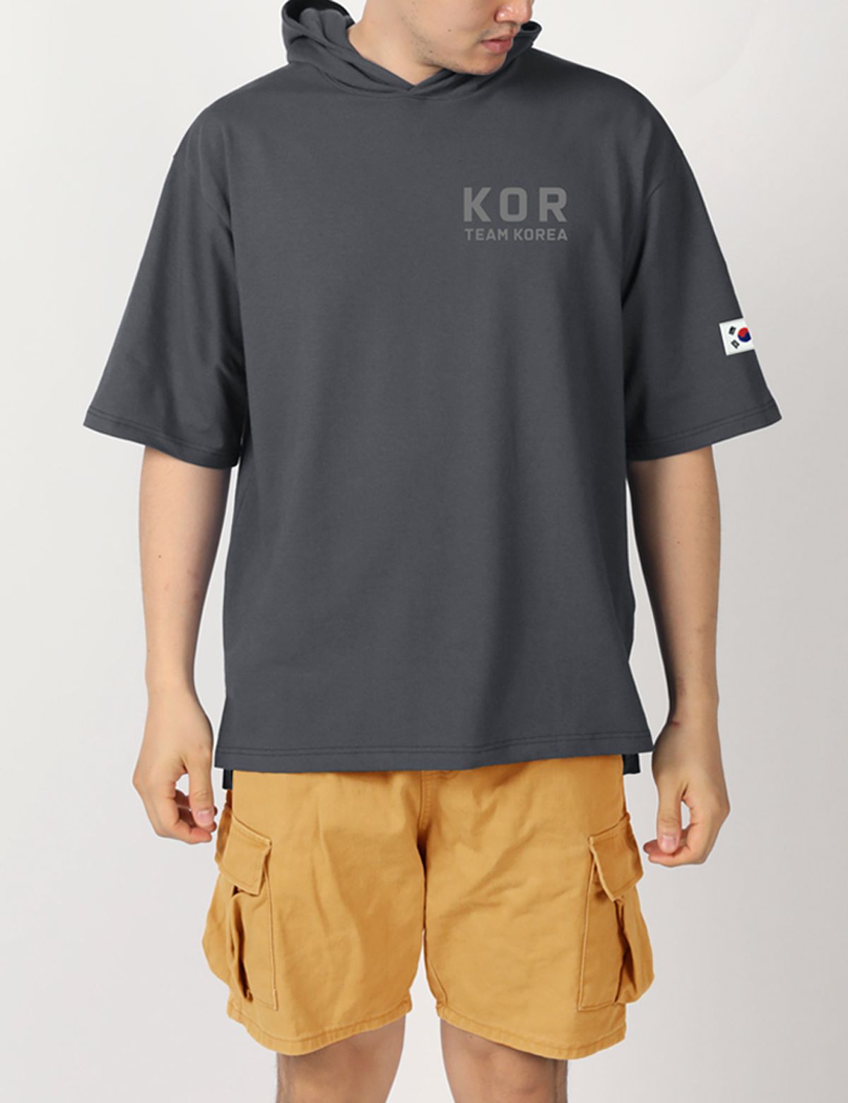 엠블룩(AMBLELOOK) 프리미엄 면스판 로카 후드반팔티 TEAM KOR (4color)