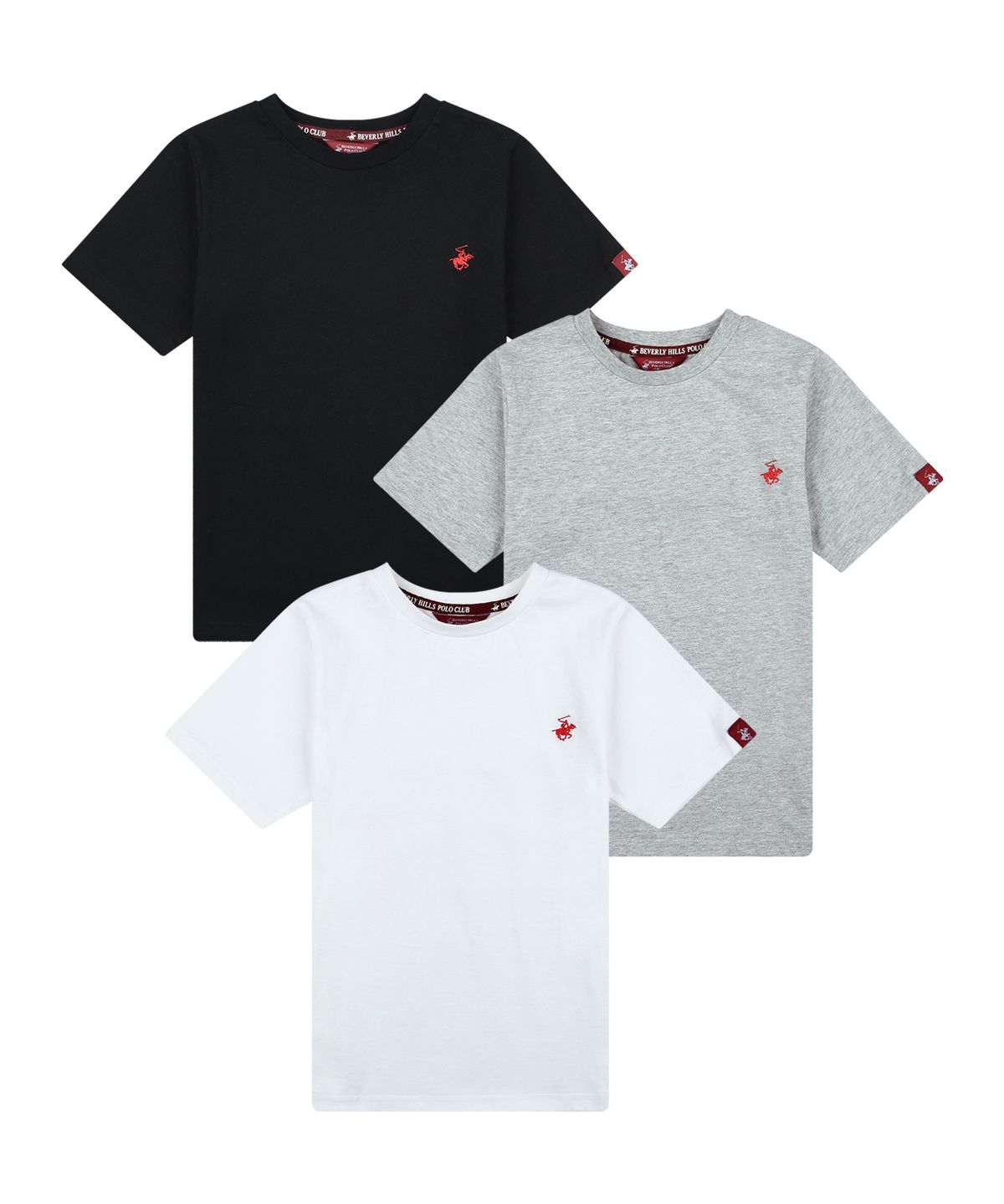 비버리힐즈 폴로클럽 키즈(BEVERLY HILLS POLO CLUB KIDS) [3PACK] 로고자수반팔티셔츠