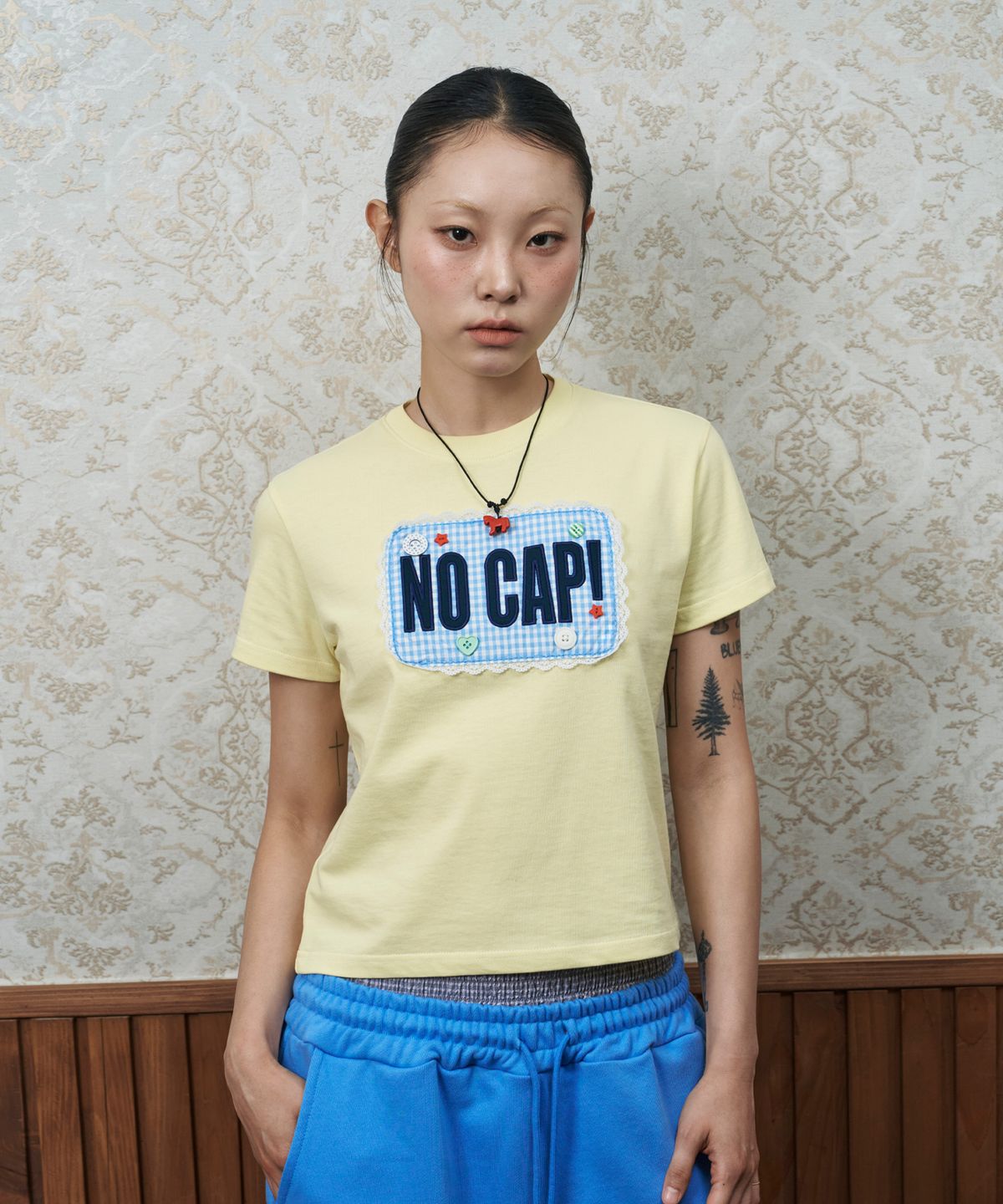 루저스클럽(LOSERS CLUB) [jamaehwa] NO CAP 레이스 체크 패치 반팔티 옐로우
