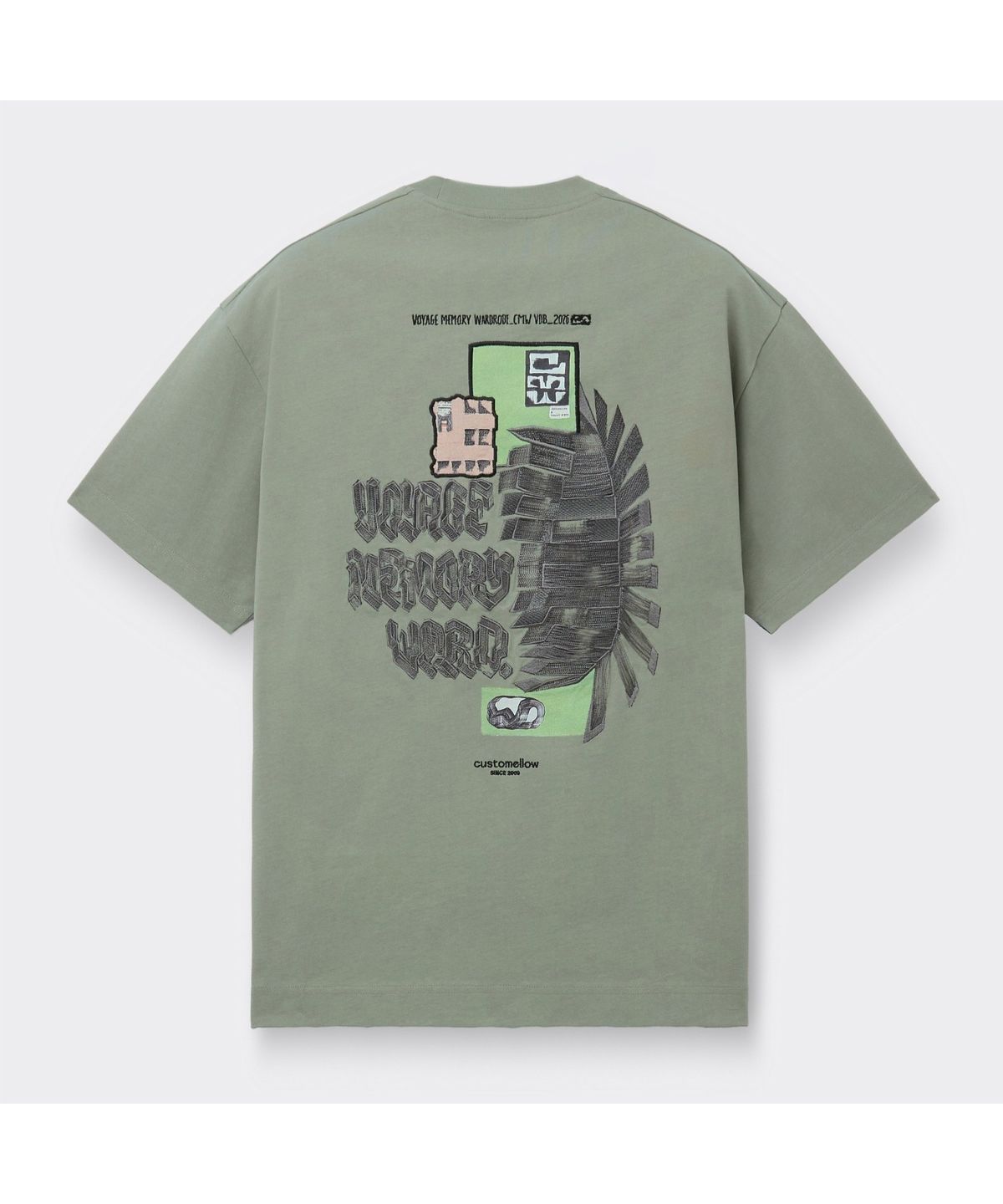 커스텀멜로우(CUSTOMELLOW) [Vincent] Khaki Graphc T-Shirt CWTAM26494KHX